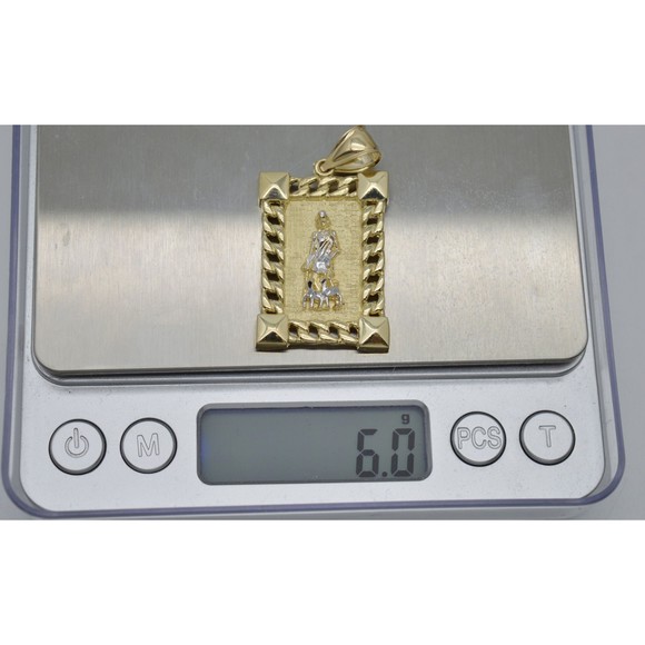 Real Solid 10K Yellow Gold Saint Lazarus Medallion Diamond Cut Pendant 6.0gr - Picture 7 of 8